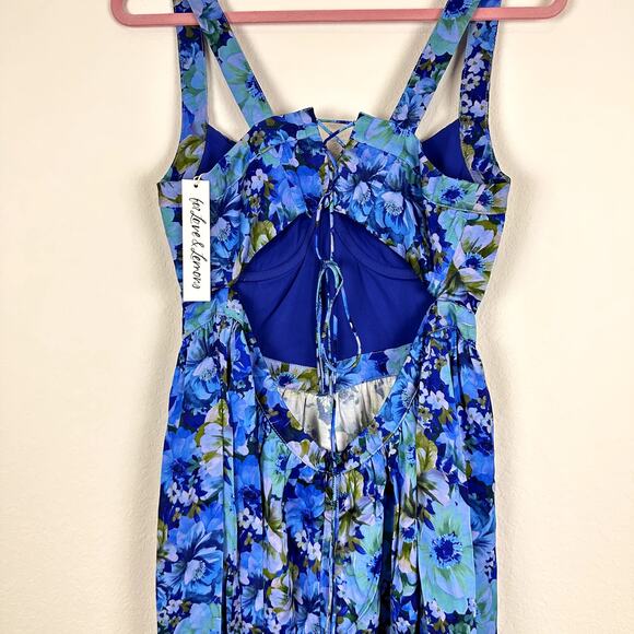 NWT For Love & Lemons Astor Midi Dress in Blue Size XL - Picture 5 of 7